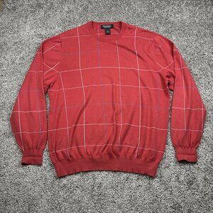 VTG Brooks Brothers Country Club Sweater XL Red Windowpane 100% Cotton Hong Kong
